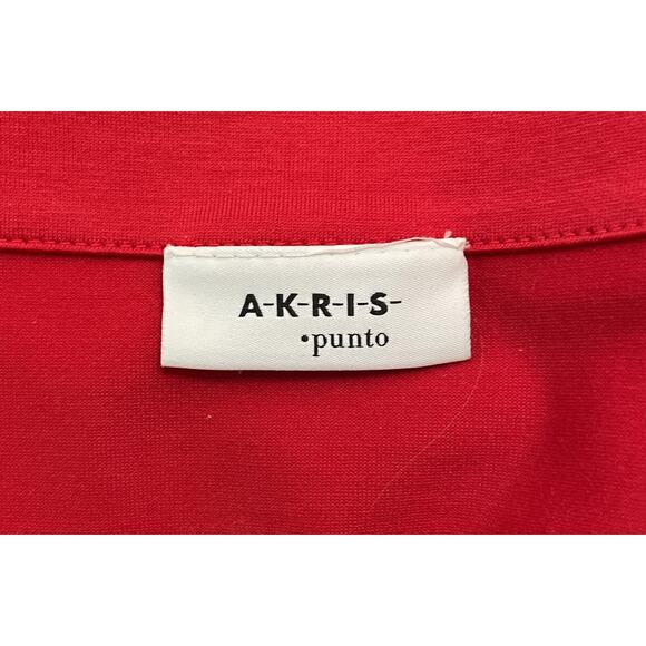 Akris Punto Red Knit SS Top US 8 Square Neckline Cotton Spandex - Picture 6 of 9